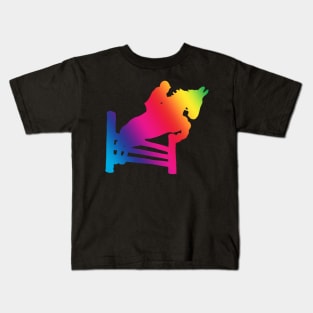 Rainbow jumping horse silhouette Kids T-Shirt